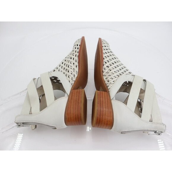 Jeffrey Campbell Womens Everly Boot Size 6.5 Ivory leather Block Heel Buckles - Picture 8 of 12